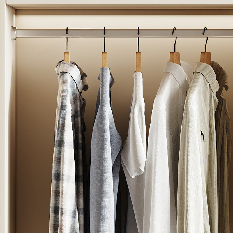 Cream Modern Wood Wardrobe Armoire with Soft Close Drawer and Door, Interior Shelves, and Hanging Rod - image 6