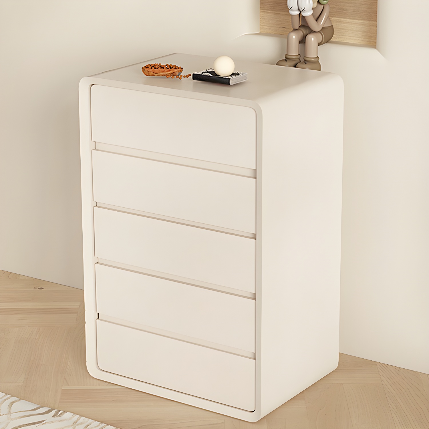 Narrow Modern White Wood Dresser with Soft Close Drawers for Living Room - image 3