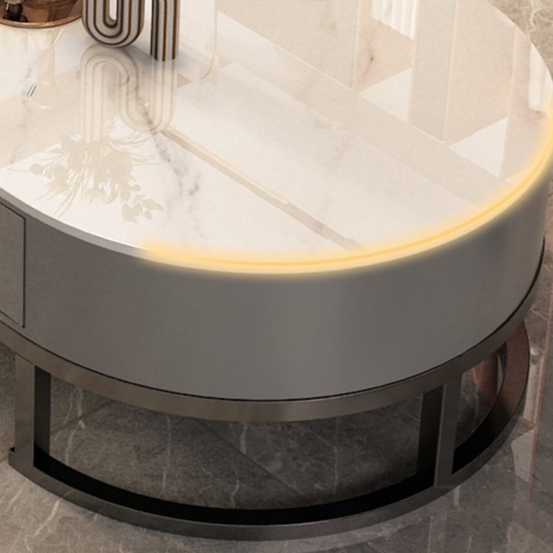 Elliptical Accent Table with Dual-base and Rawhide Upholstery - image 9