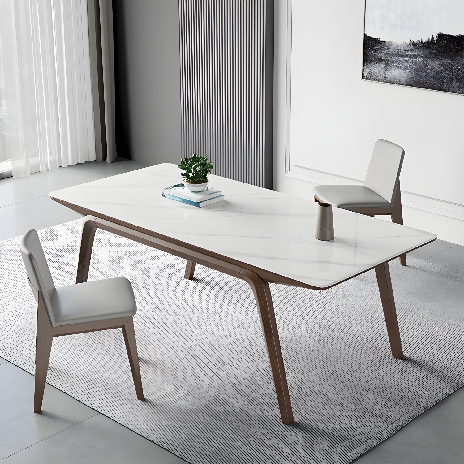 Designer Style Sintered Stone Top Dining Set Rectangle 1/3/4/5/7 Pieces Dining Table Set - image 4