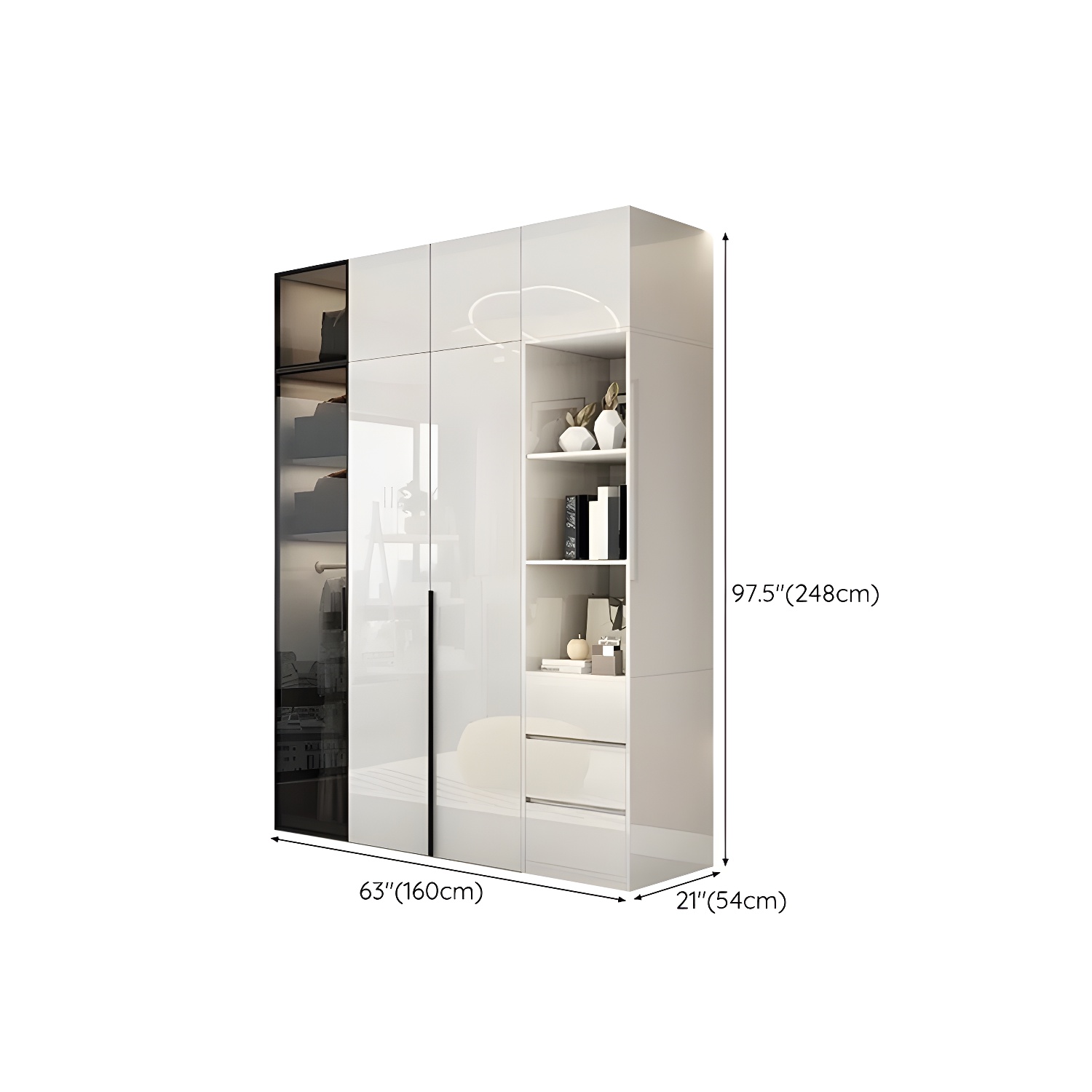 Sleek White Wood Wardrobe Armoire with Soft Close Drawers and Shelves - image 35
