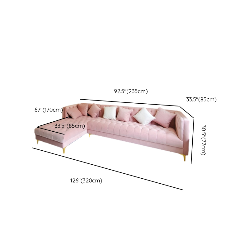 Button-tufted Straight/L-Shape Horizontal/Left Hand Facing Sofa Chaise/Sofa Couch in Rose with Tufted Back - image 16