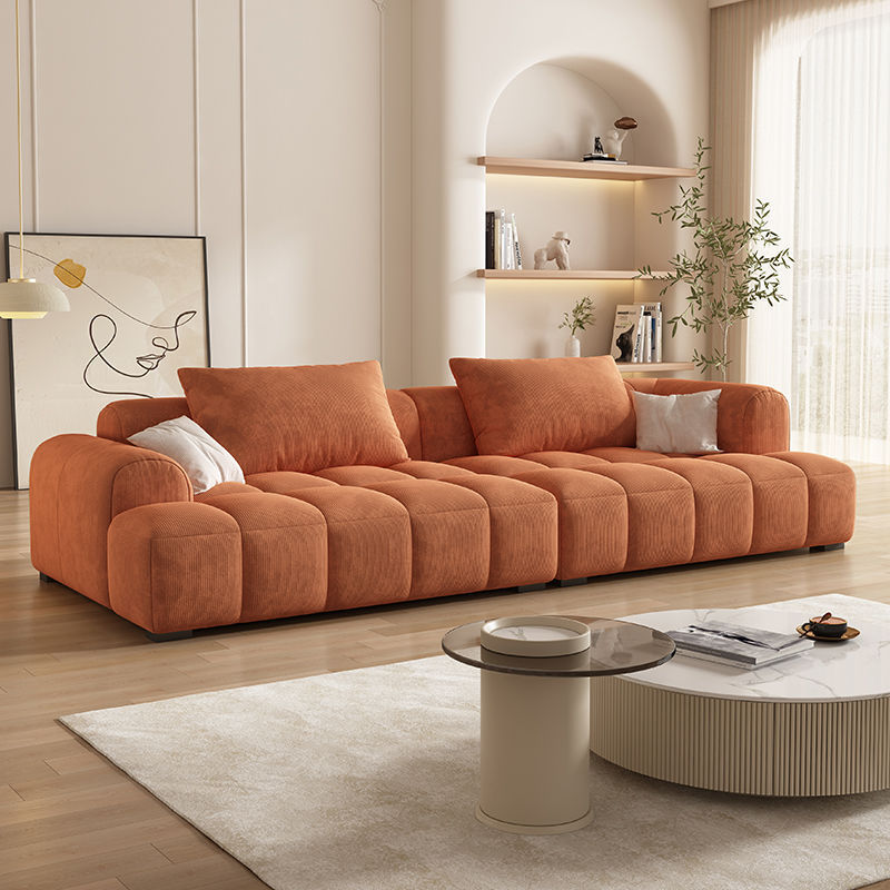 Vibrant Peony/Cerulean/Tangerine Color Sofa Couch with Round Arm and Concealed Support - image 10