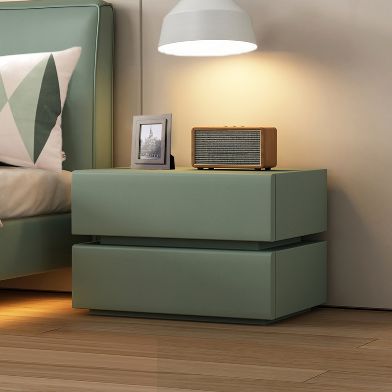 Art Deco Style Bedside Cabinet Nightstand with 2 Drawers and Pine Countertop