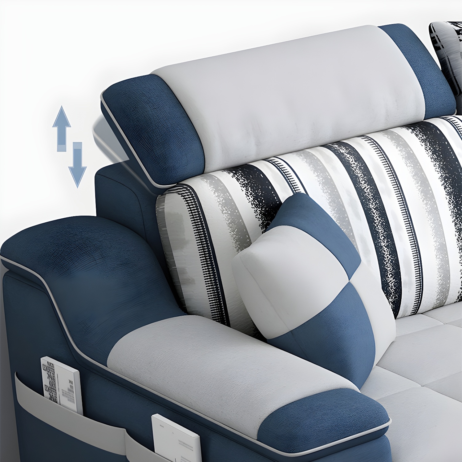 Reversible L-Shape Scandinavian Sectional Sofa with Ottoman and Adjustable Headrest in 2 Piece Set - image 17