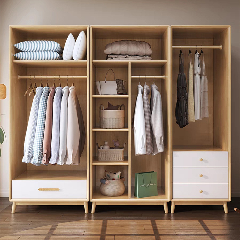 Simplistic Wooden Almirah with Interior Shelves&Clothing Rack&Soft Close Drawer&Soft Close Door - image 5