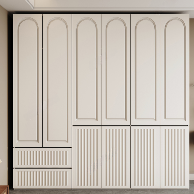 White Minimalist Manufactured Wood Independent Wardrobe Closet with Soft Close Drawer, Soft Close Door, and Interior Shelves - image 3