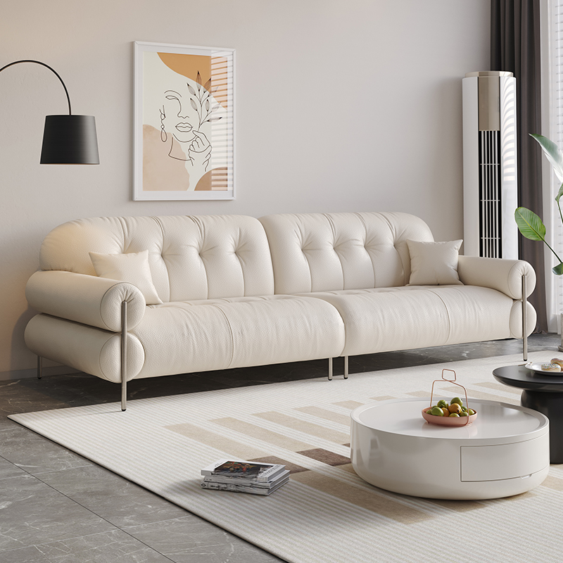 Tear Resistant Standard Sofa with Pu/Flannel Upholstery in Grey/Auburn/Ivory - image 8