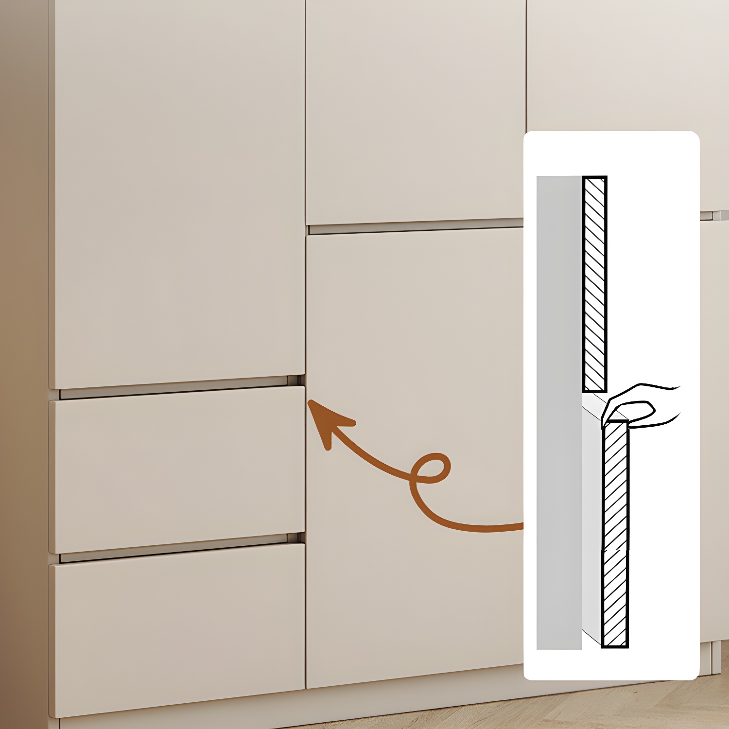 Beige Solid Wood Wardrobe Armoire with Clothing Rod & Shelves - image 8