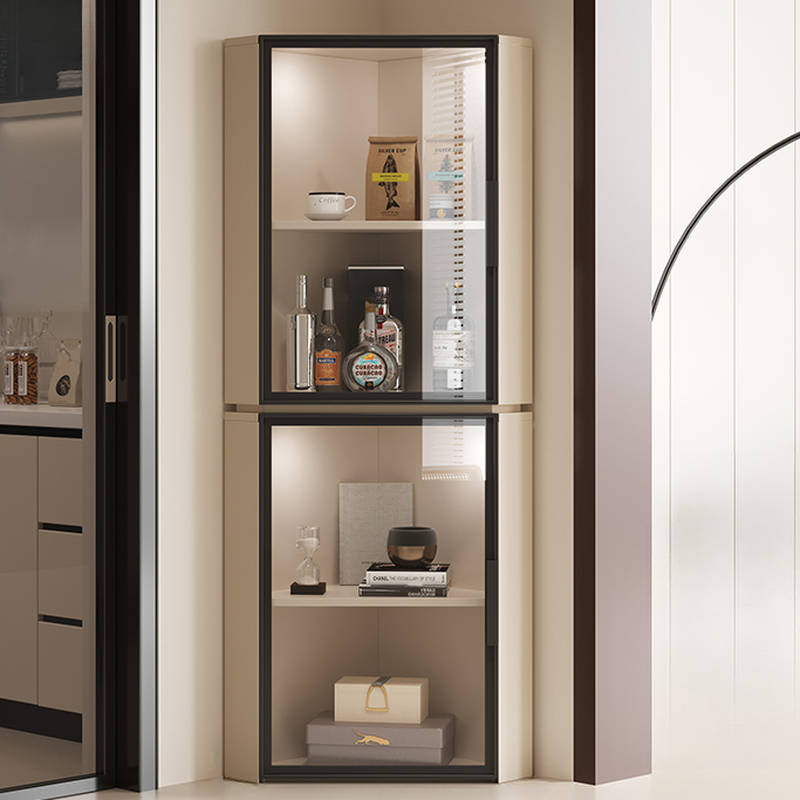 Nook Detached Accent Cabinet with Damp-proof and Scratch-immune Features, Glazed Door, Grip Bars, and Midnight Black/Chalk/Sepia Top - image 7