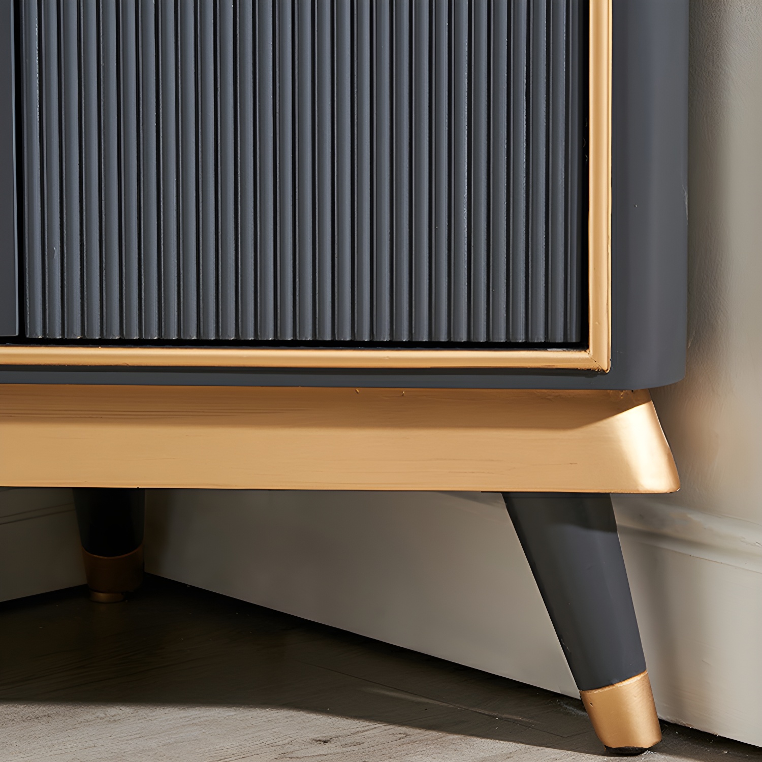Glam Corner Accent Cabinet with Black Stone Countertop and Wood Base for Small Spaces - image 6