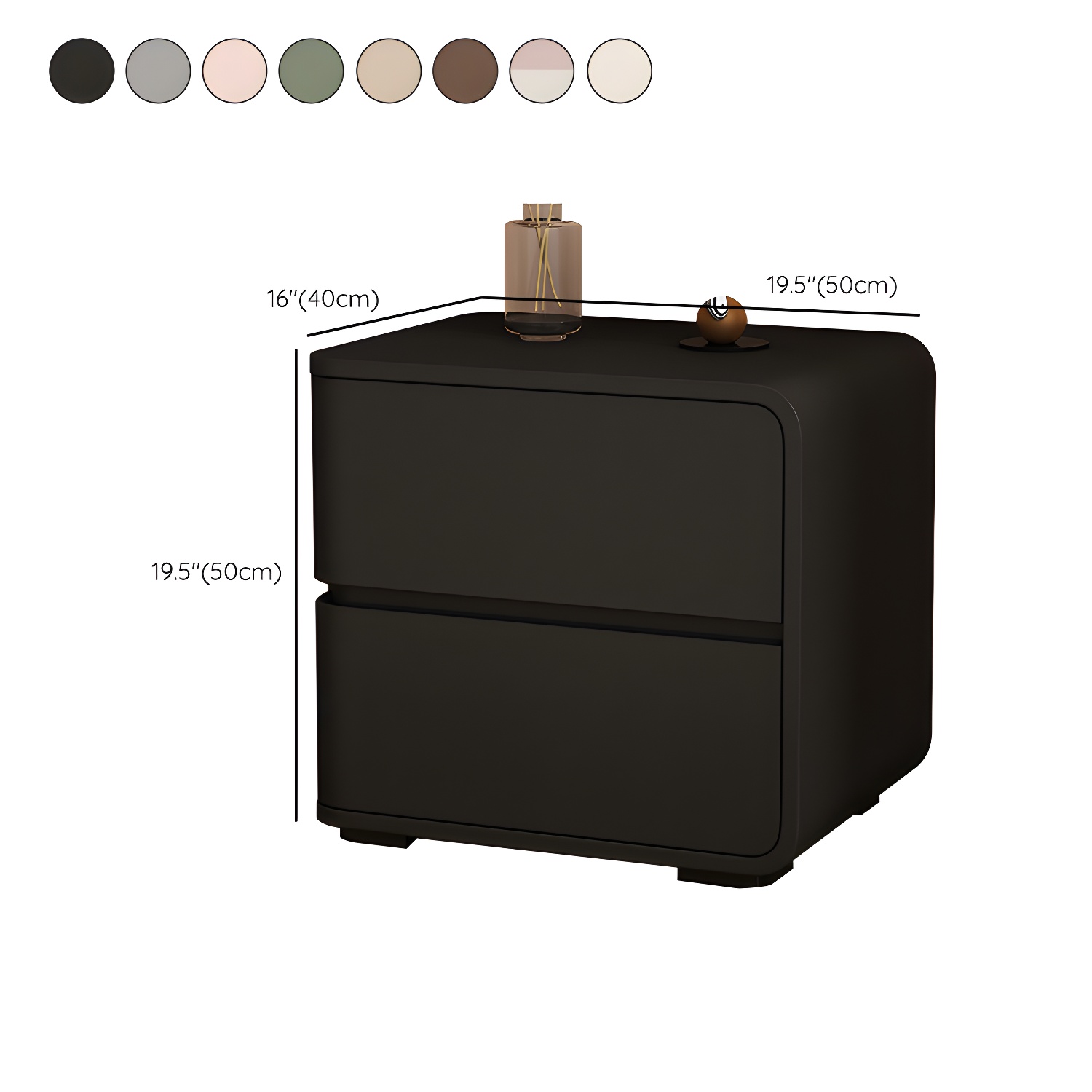 Contemporary Bed Nightstand Solid Wood Bedside Cabinet with 2 Drawers - image 25