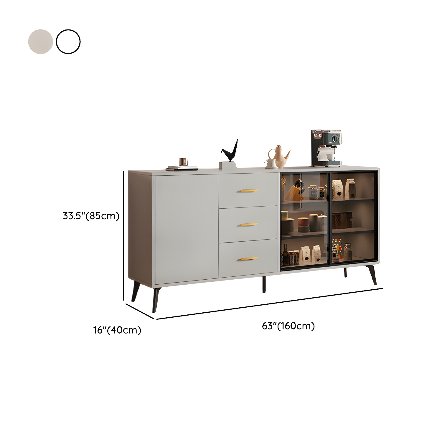 Glass Door Modern Wooden Kitchen Sideboard with Adjustable Shelving - image 22