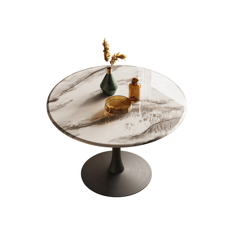 Art Deco Multi-Color Rounded Dining Table with Stone Top, Scratch-immune, Standard Height, Seats 2 - image 4
