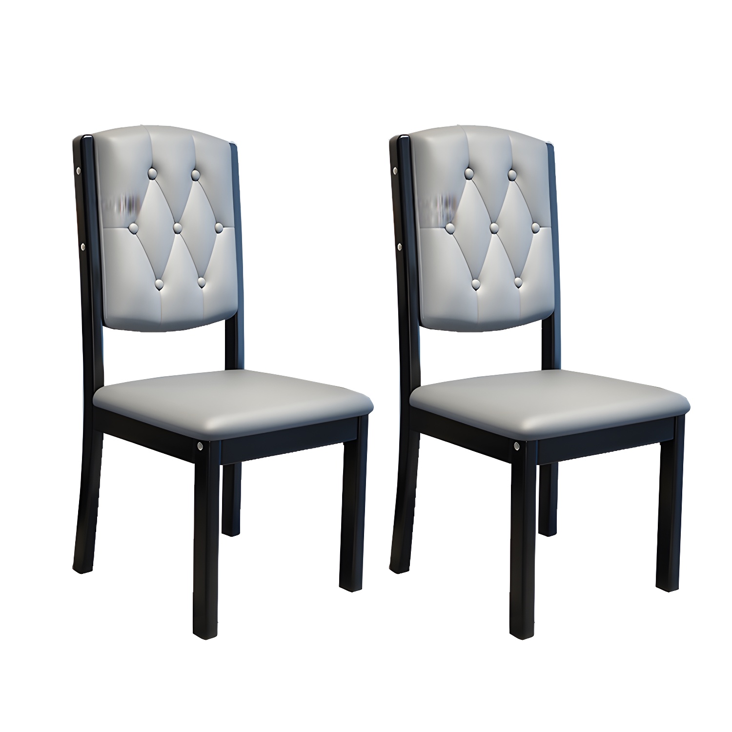 Matte Finish Leather Side Chair with Solid Wood Base for Home