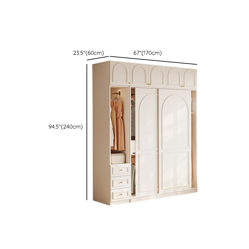 Casual White Wooden Wardrobe with 5 Drawers/4 Drawers/2 Drawers, Interior Shelves & Hanging Rod - image 14