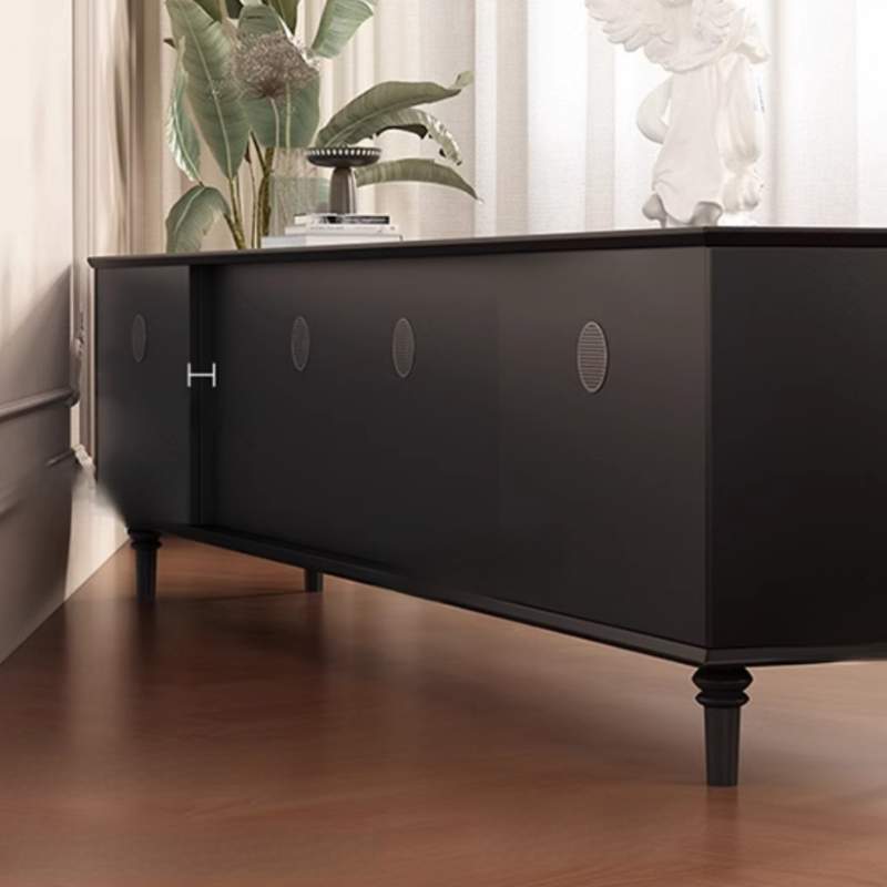 Black Art Deco Wooden TV Stand with Shelf, 4 Drawers, 2 Cabinets, and Cable Management - image 7