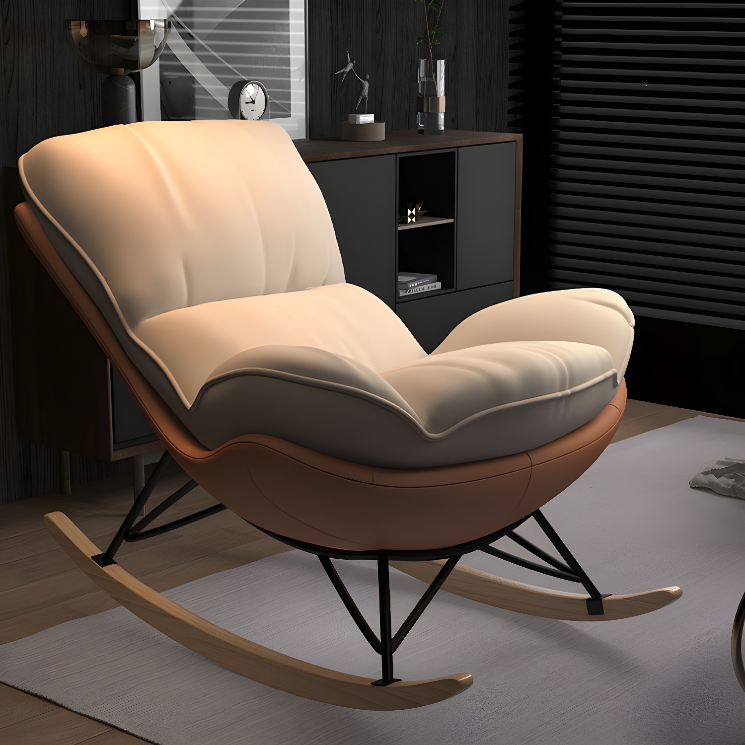 Modern Tufted Cushions Glider Spindle Children Glider with Ottoman - image 24