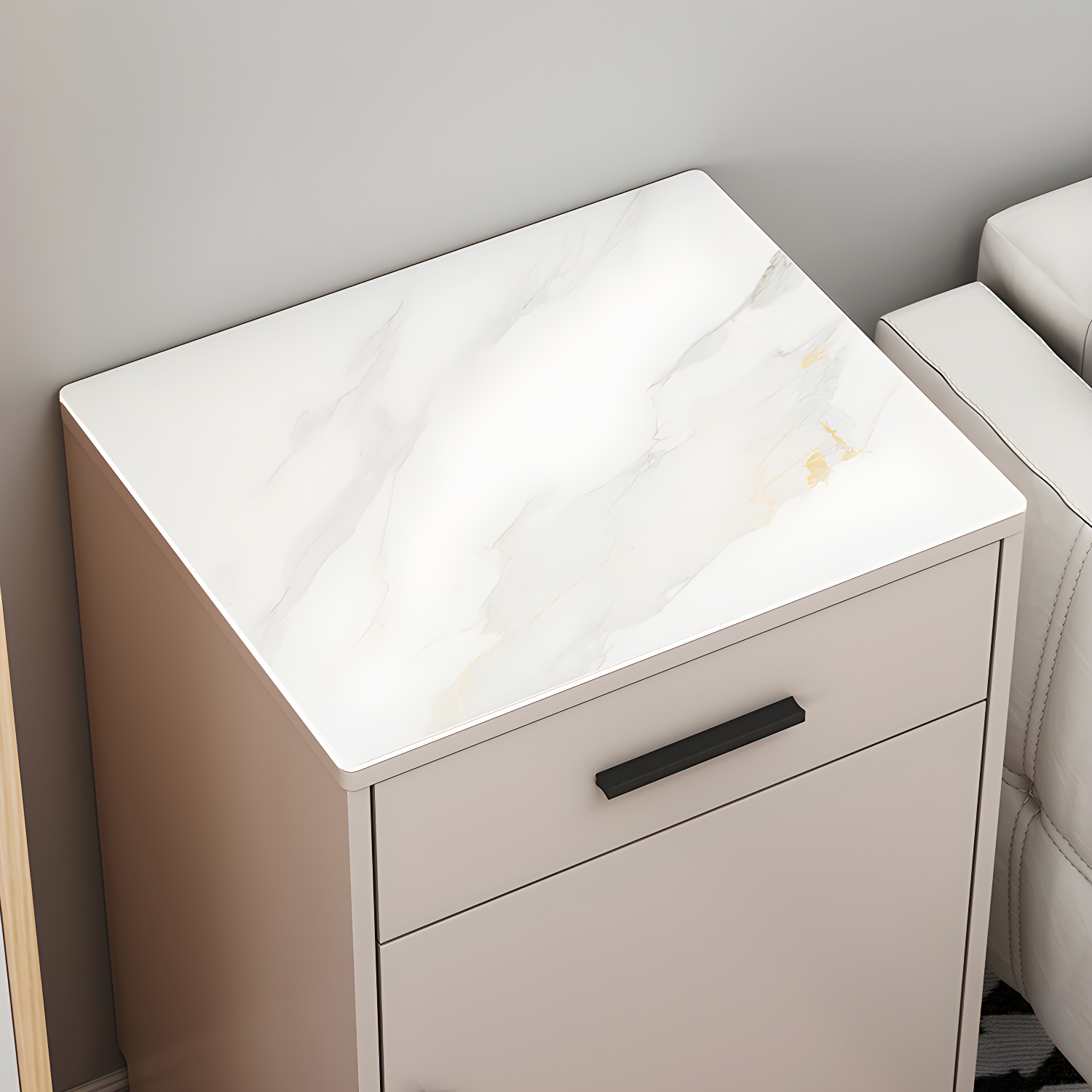 Modern Stone Top Accent Cabinet with Drawer Storage Cabinet 18.9" Long - image 10