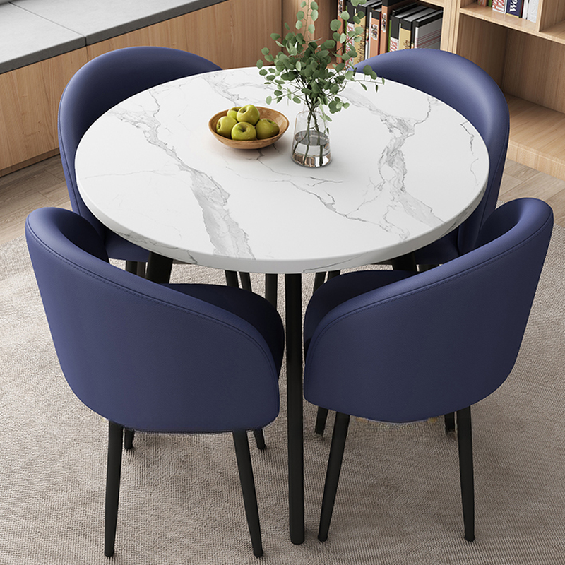 Circular Manufactured Wood Dining Table Set with Upholstered Back, Padded Chair, Arms, Seats 4 - image 5