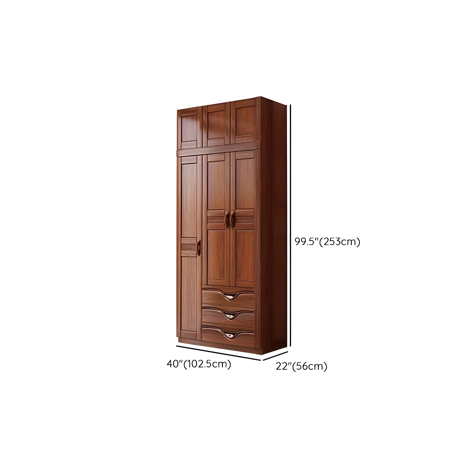Wood Brown Rustic Wardrobe Armoire with Drawers & Shelves, Walnut Finish - image 32