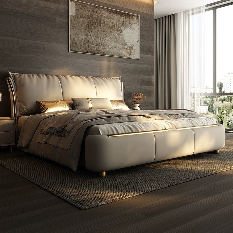 Light Gray Luxurious Solid Color Storage Bed/Platform Bed with Pine Wood Frame for Living Room