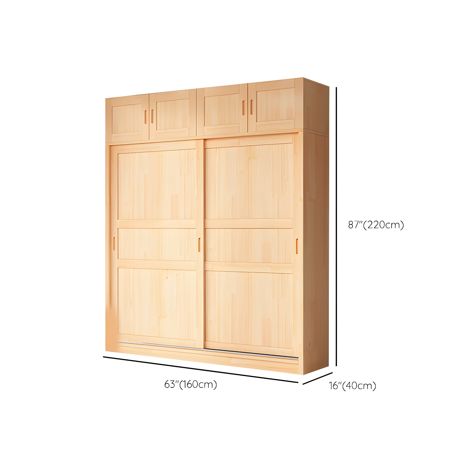 Natural Pine Solid Wood Wardrobe Freestanding Wardrobe with Sliding Doors - image 20