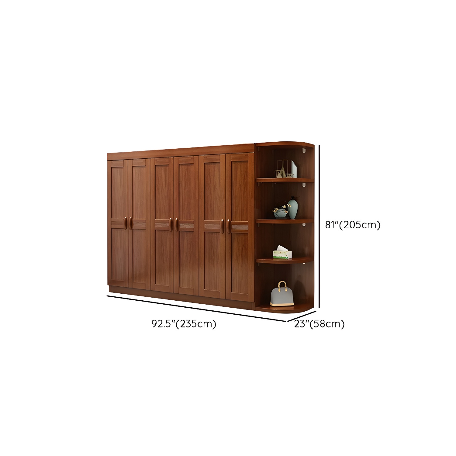 Wood Brown Rustic Wardrobe Armoire with Drawers & Shelves, Walnut Finish - image 21