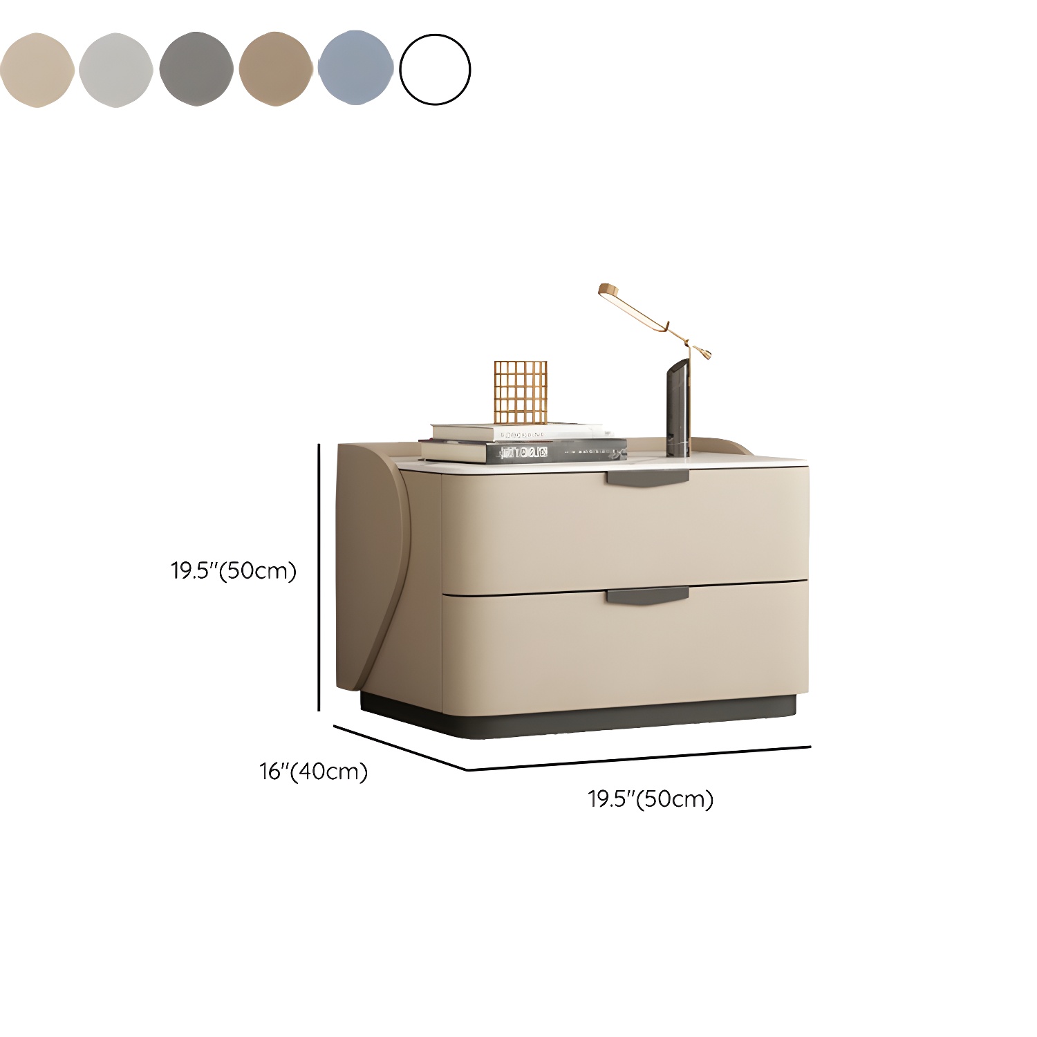 Modern Faux Leather Nightstand with Two Drawers in Light Wood - image 18