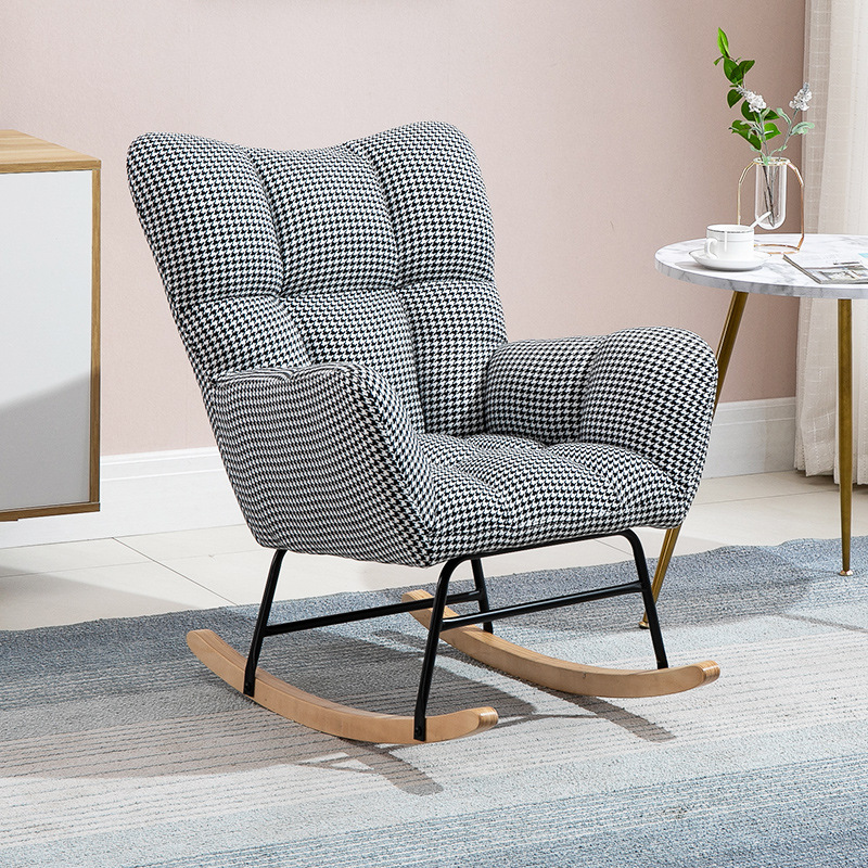 Contemporary Alloy Cushioned Living Room Rocking Chair 2 Piece Set with Footstool & Recessed Arm - image 8
