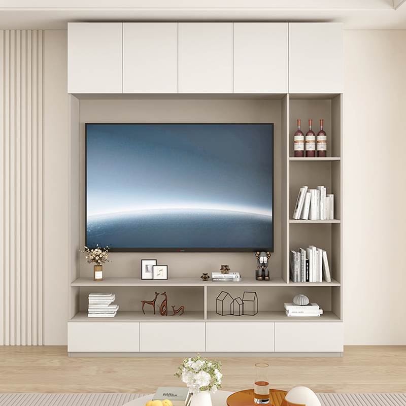 Rectangular Entertainment Center with Hutch, 2 Bookcases, Bridge, and Hutch Included