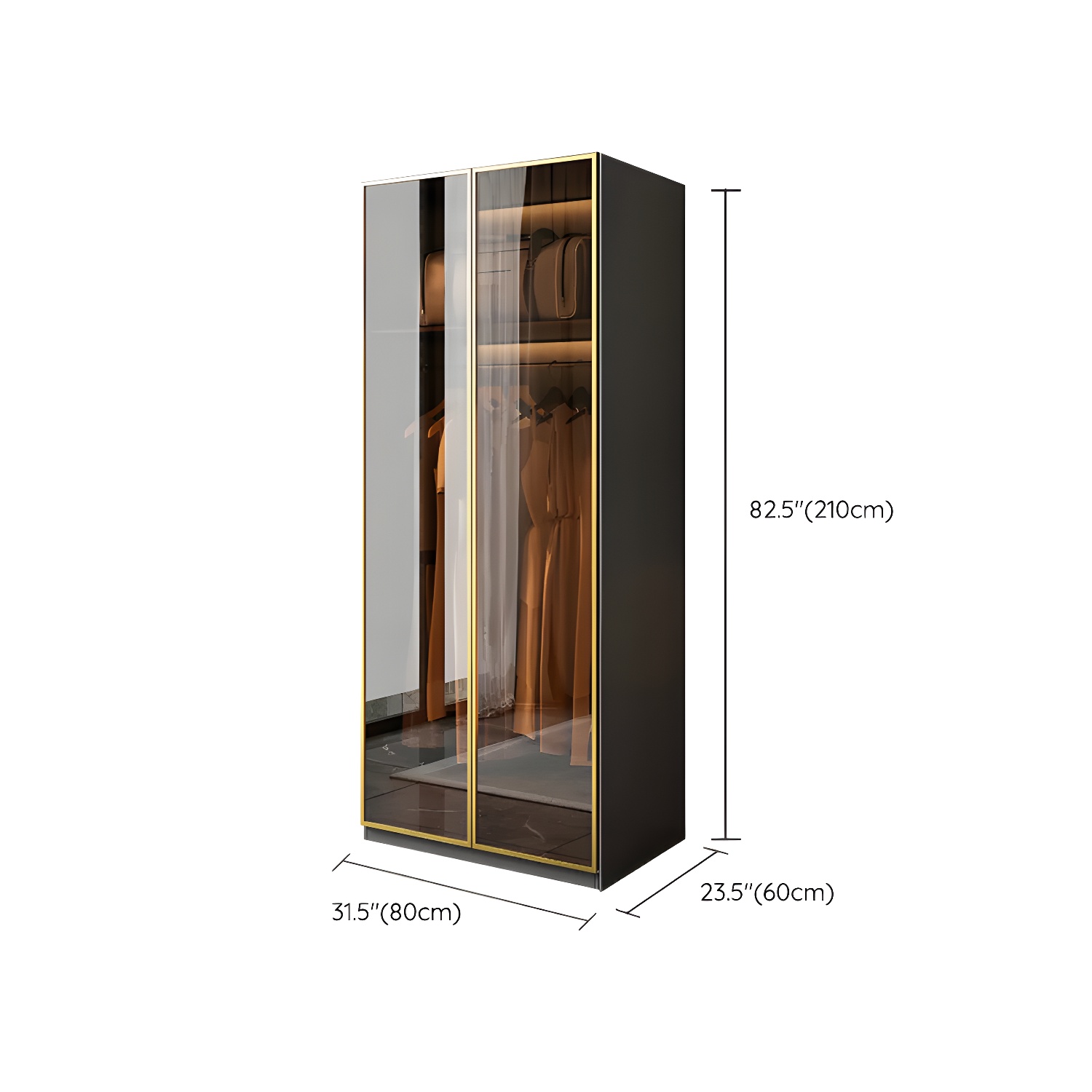 Modern Black Wood Wardrobe Armoire with Soft-Close Drawers & Clothing Rod - image 12