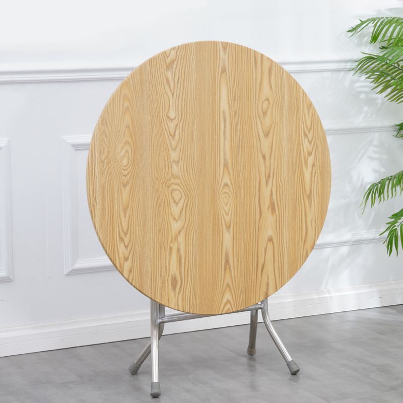 Art Deco Sepia/Natural Color/Cream Rounded Dining Table with Timber Top, Portable and Collapsible for 2 People - image 5