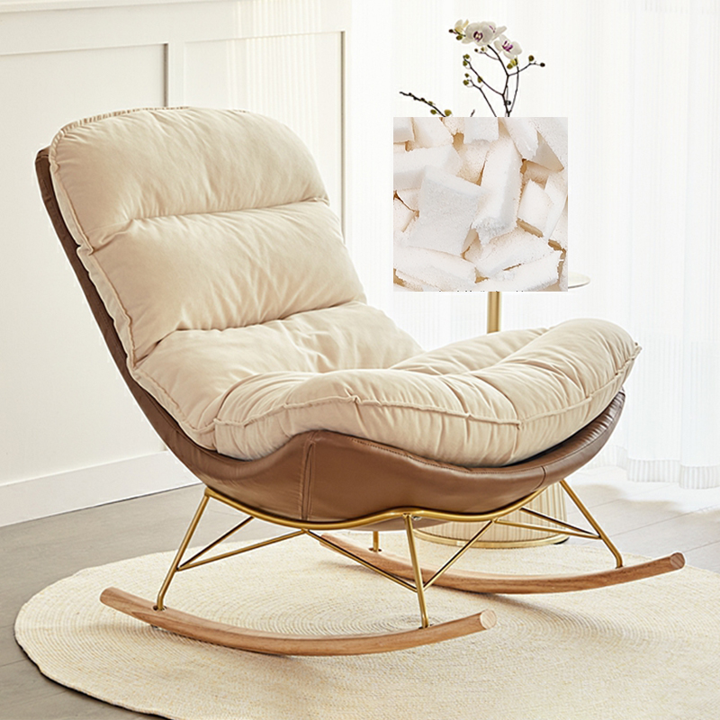 Trendy Faux Leather Upholstered Rocking Chair Couch with Footstool , Spindle Back and Resistant To Dirt