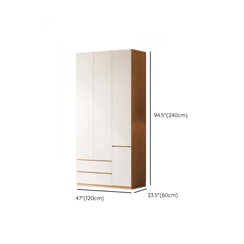 White Minimalist Manufactured Wood Wardrobe Closet with Soft Close Drawer, Soft Close Door, Interior Shelves, and Clothing Rod - image 11