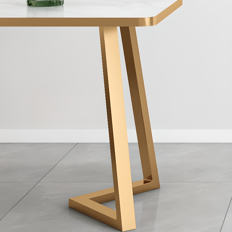 Glamorous Stone Top Sleigh Base Dining Table Set - image 24