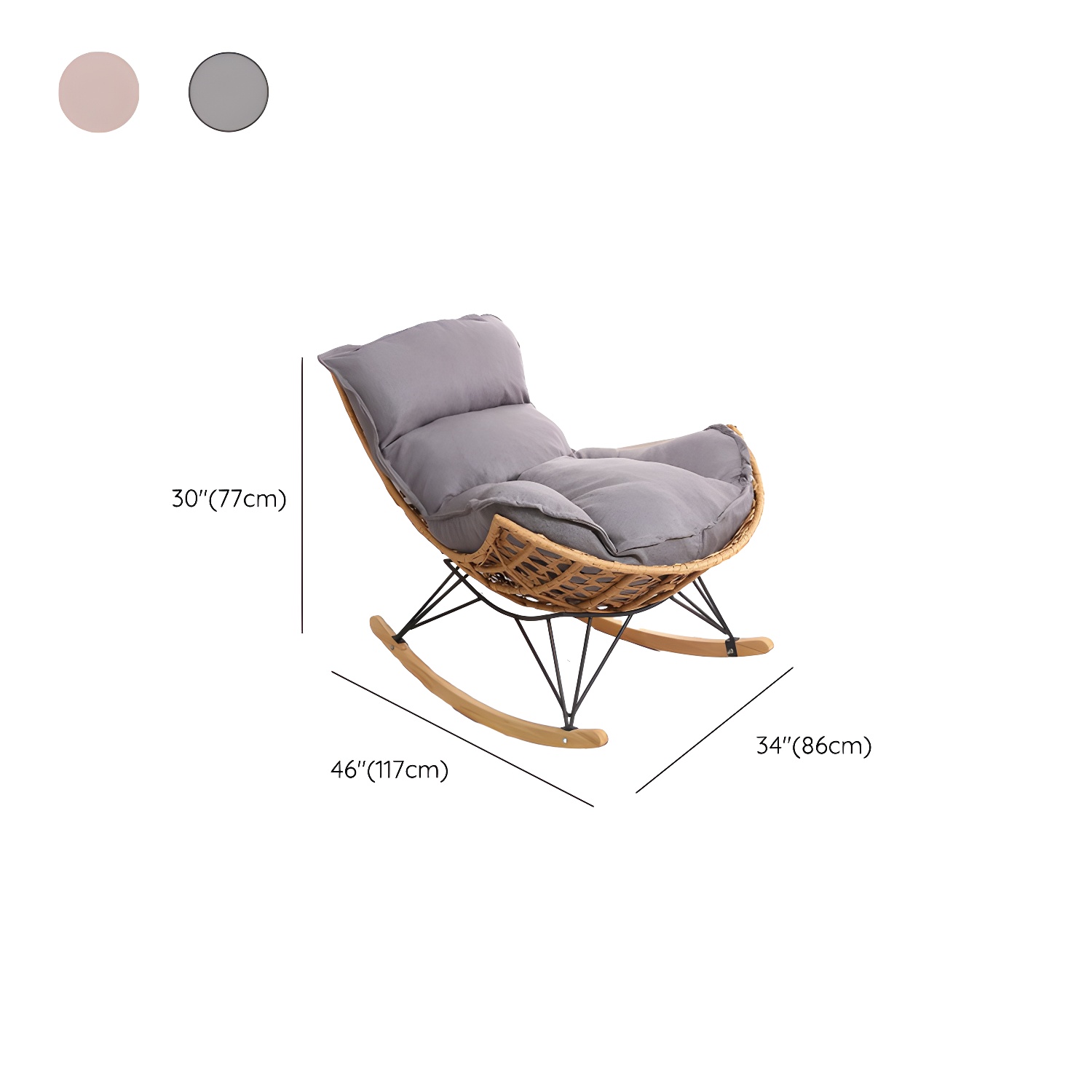 Stylish Wicker & Rattan Rocking Chair with Natural Wood Legs - Perfect for Modern Home Décor - image 16