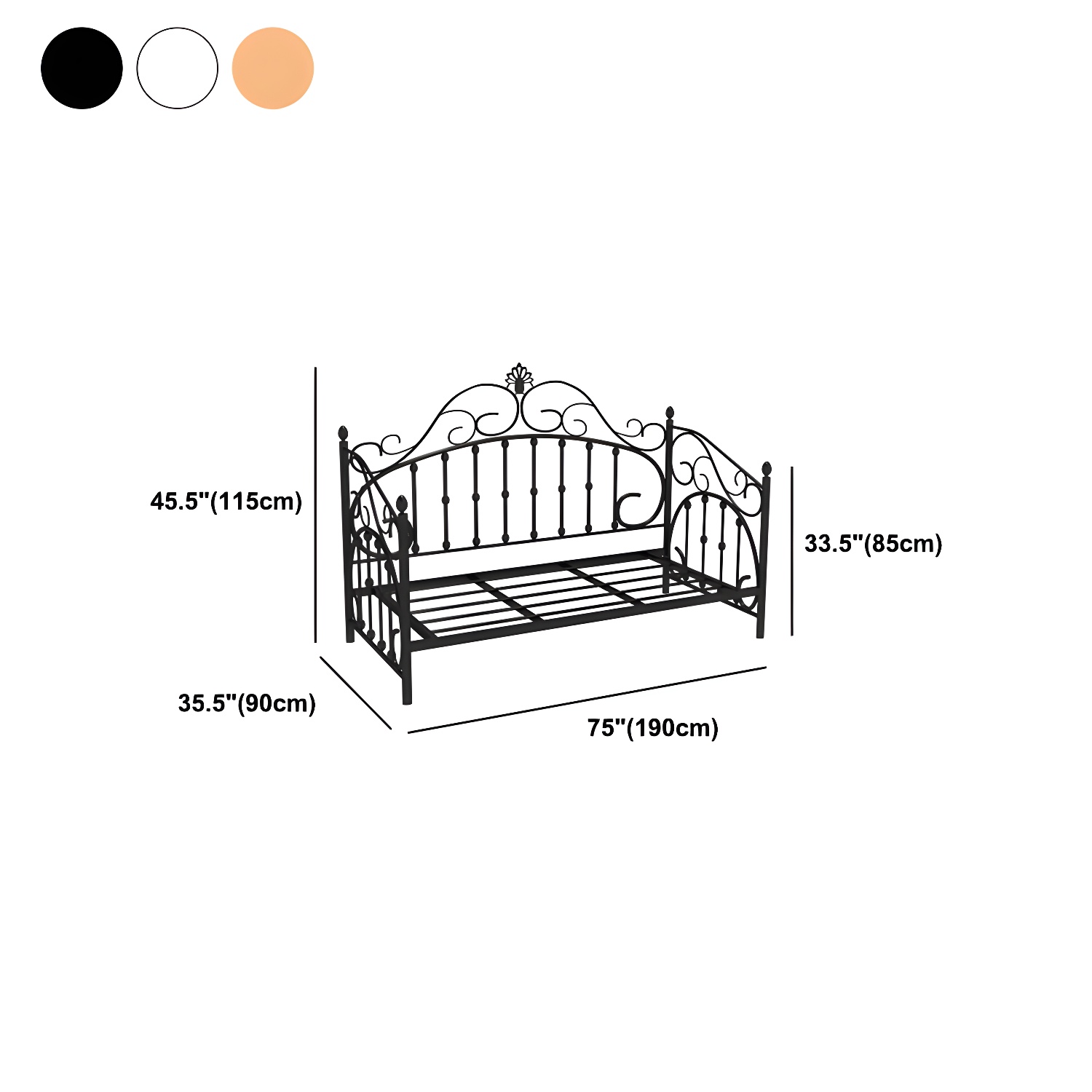 Luxurious Open-Frame Bed 45.28-inch High Metal Child's Bed with Headboard - image 13
