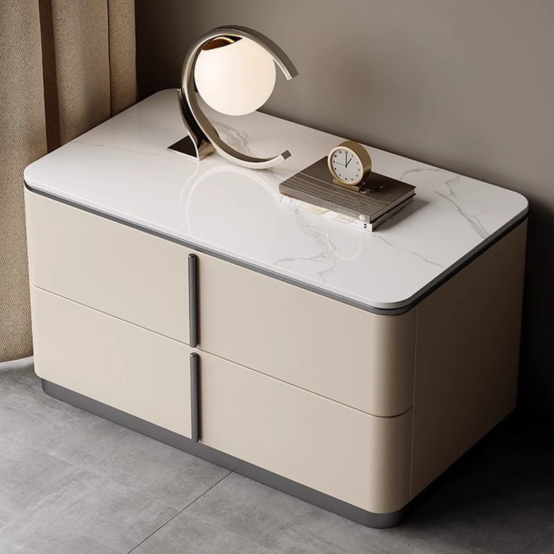 Modish Drawer Storage Bedside Table with 2 Drawers and Sintered Stone Countertop - image 14