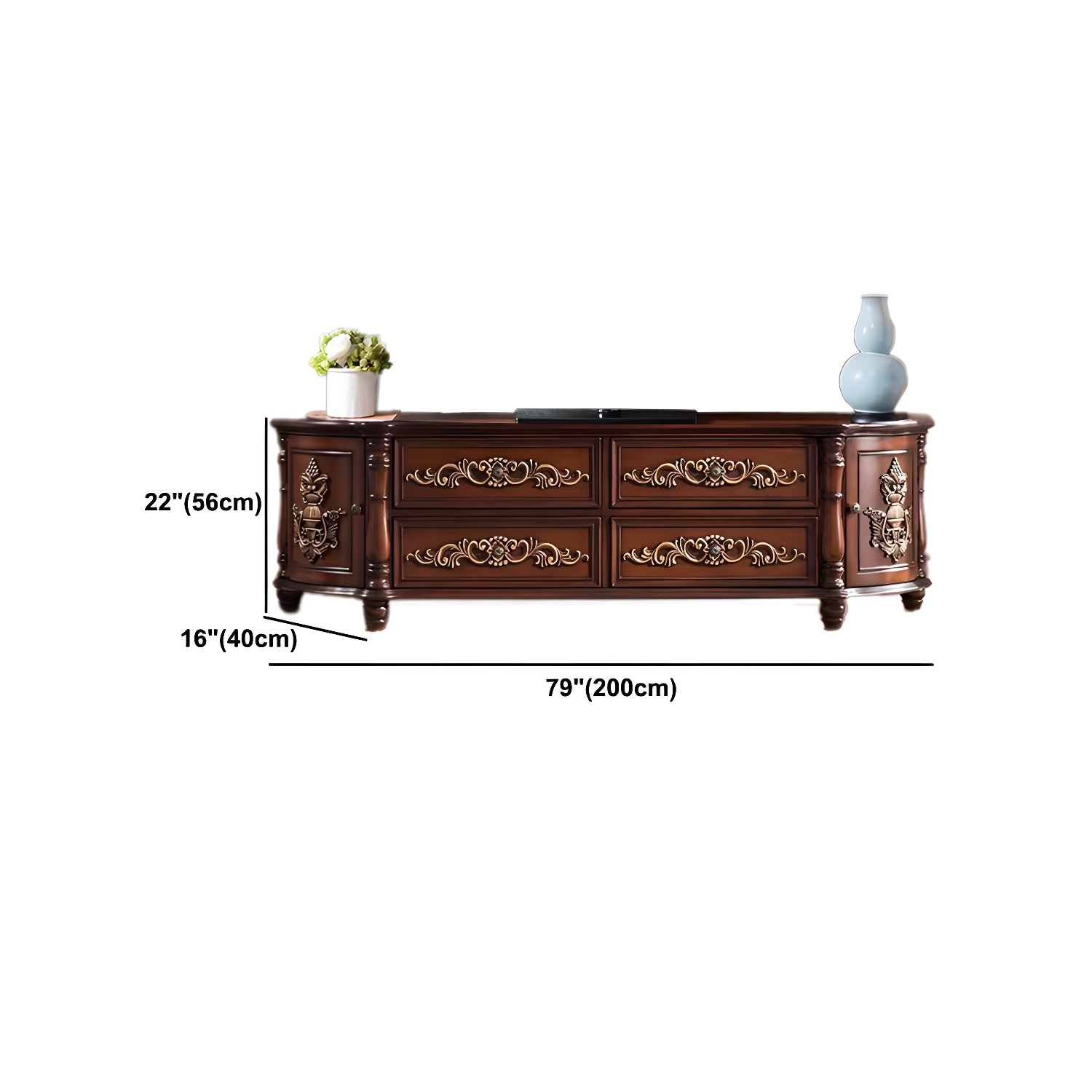 Traditional Birch Wood Media Console Matte Finish TV Media Stand with Drawers - image 17