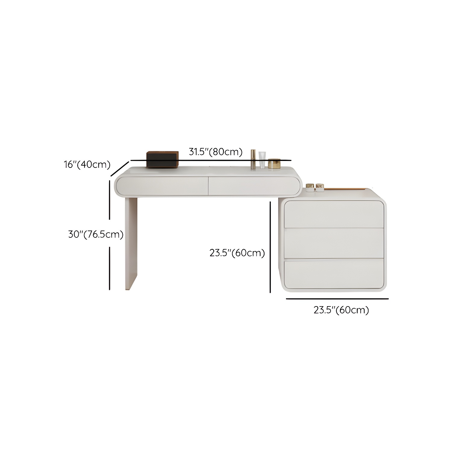 Modern White Wooden Makeup Vanity With Soft Close Drawers & Easy Assembly, Standard Width - image 15
