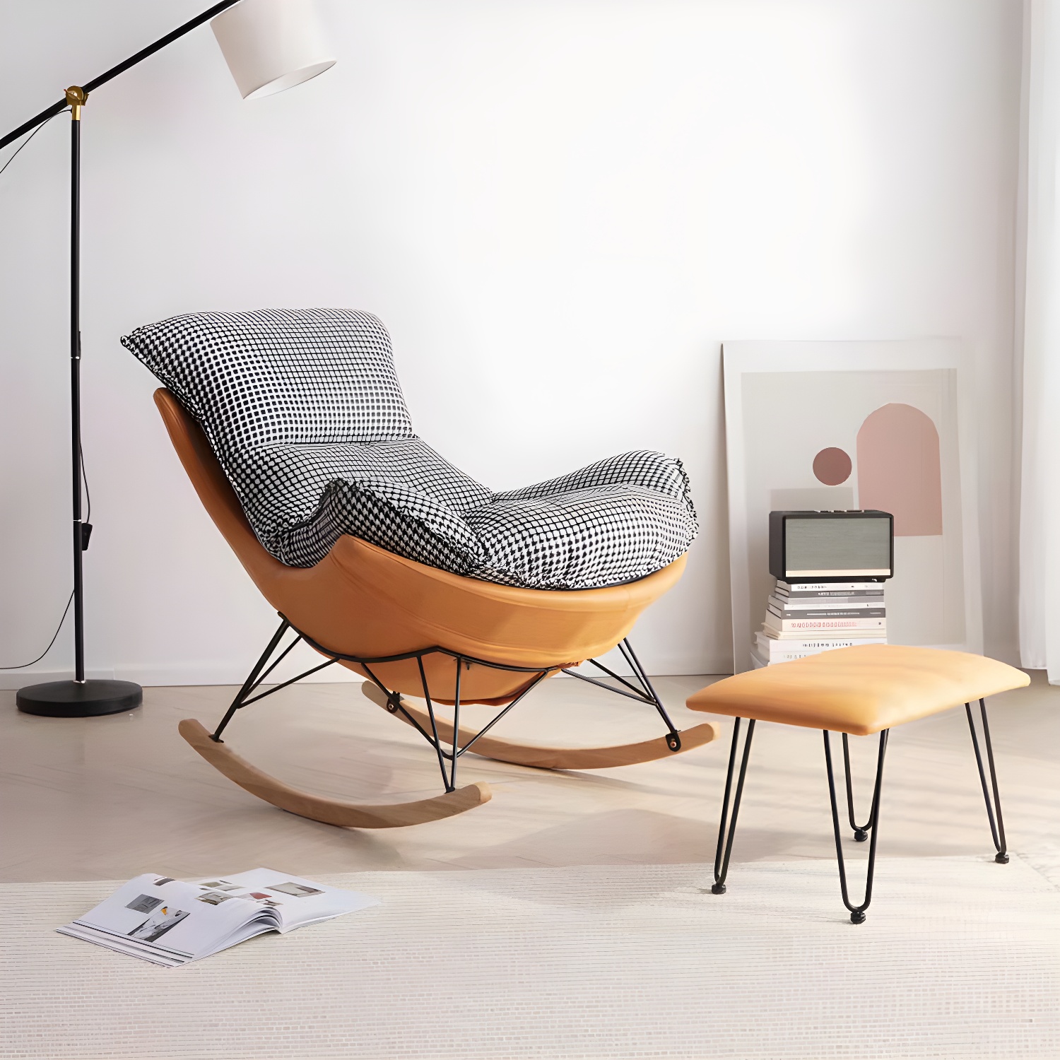 Modern Rocking Chair Upholstered Button-Tufted Glider for Living Room - image 7