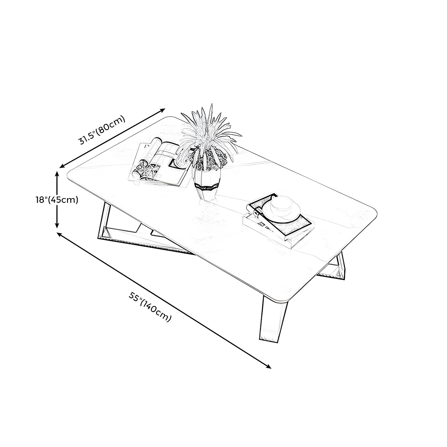 Marble Sled Coffee Table Modern Style Rectangular Cocktail Table - image 10