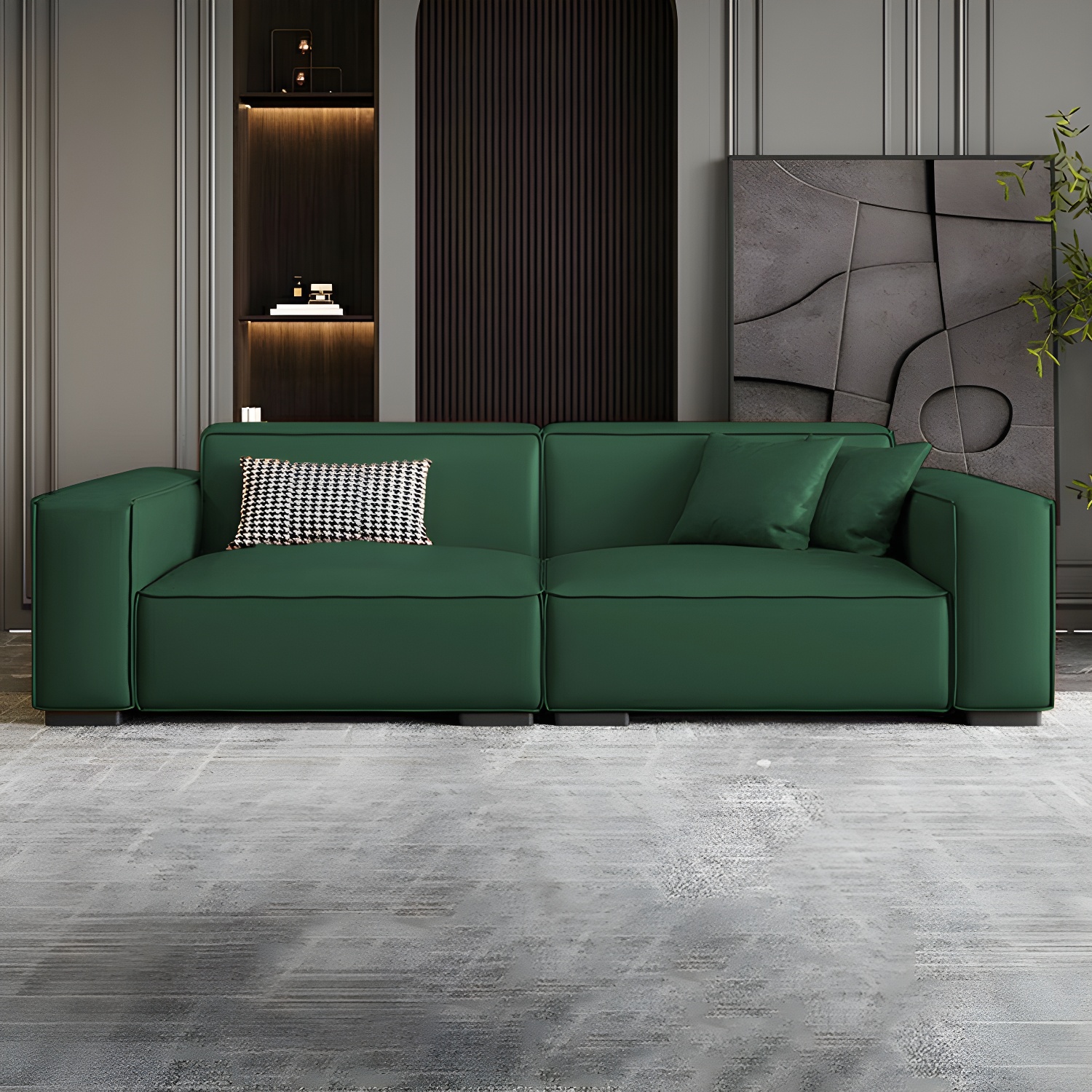 Extra Long Modern Wood Sofa with Stain Resistant Fabric and Seat for 5 People - image 2