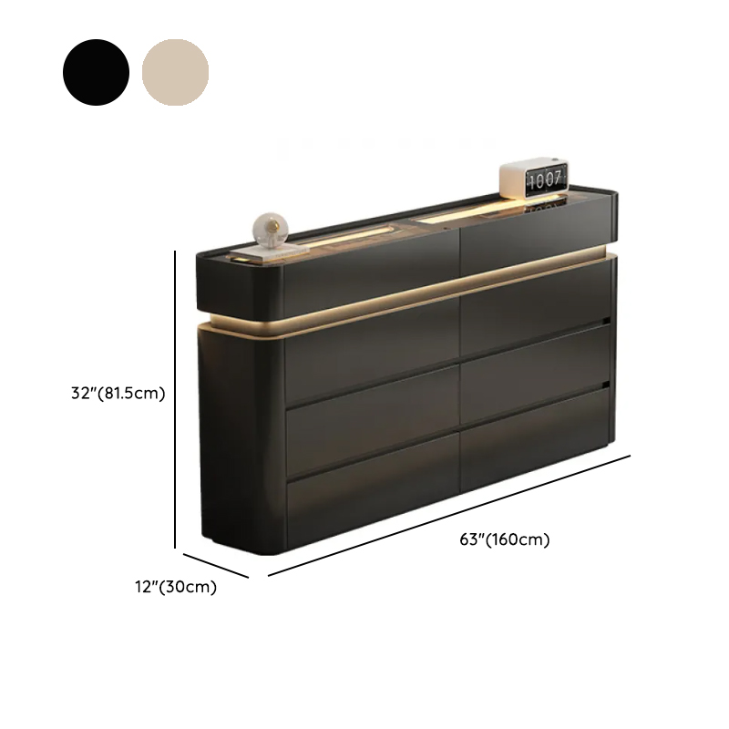 Minimalist Horizontal Console Dresser Illumination Light Timber 8 Drawers - image 16
