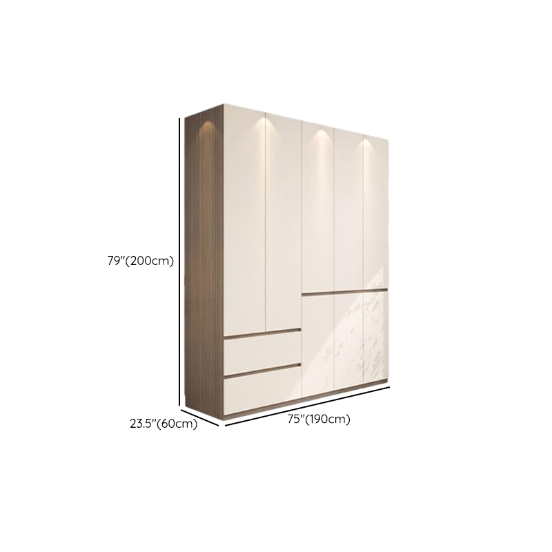 Beige Modish Armoire Cabinet in Manufactured Wood with Soft Close Drawer, Soft Close Door, Interior Shelves, and Clothing Rod - image 34