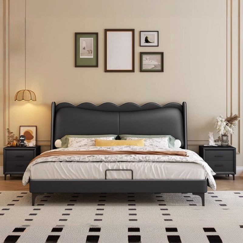 Solid Color Storage Bed/Platform Bed with 2 Drawers in Pine Wood for Living Room