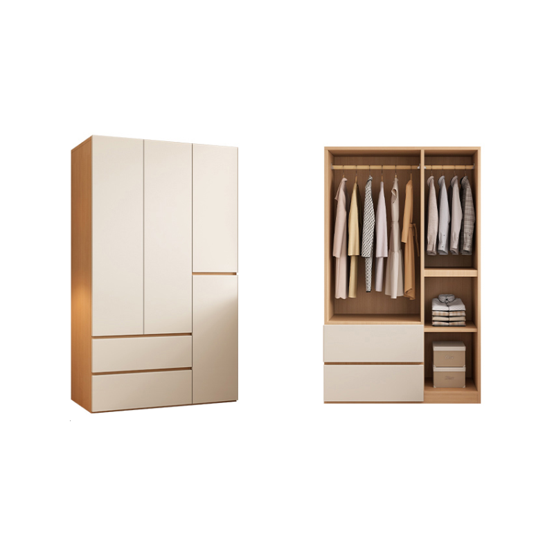 Wood Grain Minimalist Manufactured Wood Wardrobe Closet with Soft Close Drawer, Soft Close Door, Interior Shelves, and Clothing Rod - image 3