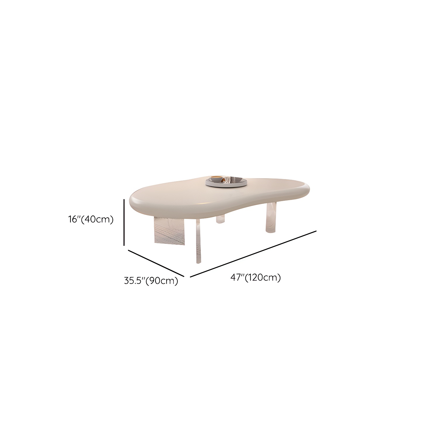 Nordic Irregular Coffee Table in White of 15.7" H with Acrylic Legs - image 26