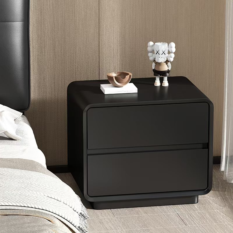 Modish Drawer Storage Bedside Table with 2 Drawers and Laminate Countertop